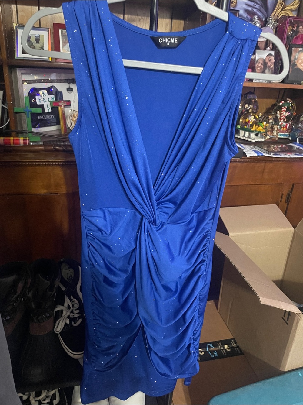 Chicme Royal Blue Twist-Front Midi Dress
